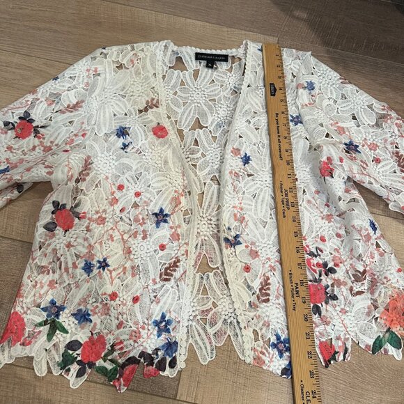 CHRIS MCLAUGHLIN WOMENS XL LACE FLORAL CARDIGAN WHITE - Picture 4 of 10